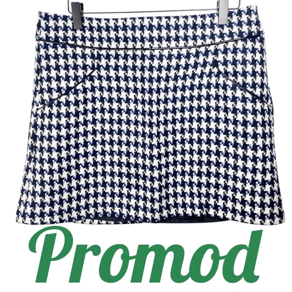 PROMOD VINTAGE Y2K HOUNDSTOOTH MINI PENCIL SKIRT‎ BLACK WHITE GRUNGE PREPPY, 8
